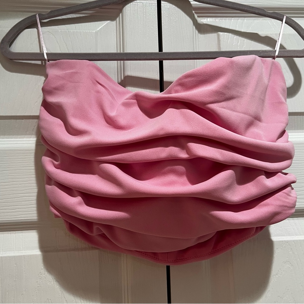 Pink Ruched Tube Top